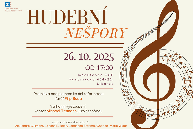 Hudební nešpory ke Dni reformace 26.10.2025